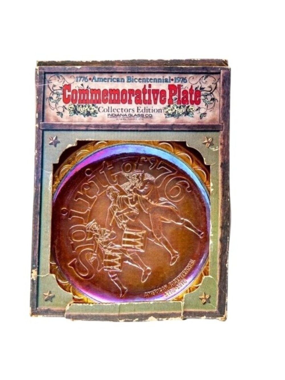 Indiana Carnival Glass Spirit Of 76 Bicentennial Plate Anniversary Independence